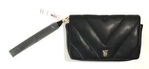 Victoria Secret Handy-Handgelenktasche schwarz V-Matten mit Logo Magnetverschluss NEU - Bild 1 von 9