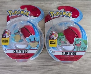 Pokemon Clip 'n' Go Poke Ball Action Toy Battle Ready Bulbasaur & Squirtle - Picture 1 of 11