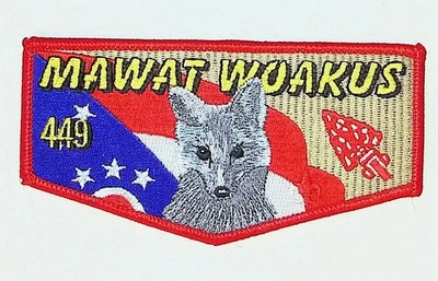 Mawat Woakus Lodge 449 Black Swamp Area Council OH Flap RED Bdr (JM1977) - Image 1 of 2