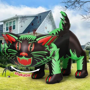 7 FT Halloween Inflatables Cat Outdoor Decorations Blow up Yard Cat with Shakabl - Picture 1 of 6