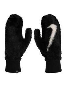 Guantes de felpa Nike tejidos lisos negros blancos invierno piel difusa talla M/L nuevos con etiquetas - Imagen 1 de 3