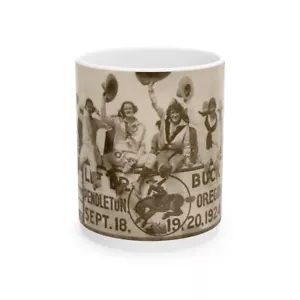 Taza de café Pendleton Rodeo Cowgirls 1924 11 oz cerámica arte fotográfico vintage - Imagen 1 de 4