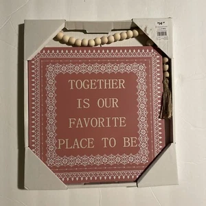 Together Is Our Favorite Place To Be Wood Hanging Sign 10.5”x14.5” New - Picture 1 of 3