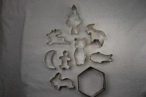 9 Ateco Vintage Metall Blech Ausstechformen Weihnachtsbaum Rentier Katze Fisch Lebkuchen 950 - Bild 1 von 4