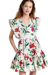 Vestido La Double J Bollo de miel estampado algodón blanco talla mediana - Imagen 1 de 6