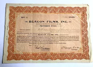 Certificado de stock Beacon Films 1931 Nueva York - Imagen 1 de 2