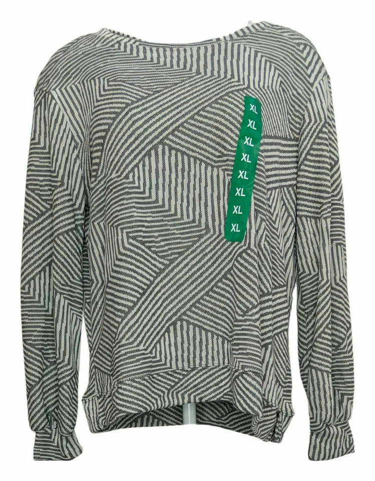 Ellen Tracy 女式提花圆领套衫 M 条纹灰注尺寸库存图片 — 第 1/1 张图片