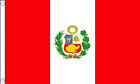 Peru Flag - Peruvian Crest Choice of Sizes 3' x 2' & 5' x 3' & Small Hand Flags