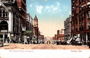 POSTCARD 15TH STREET NORTH OF FARNAM OMAHA NEBRASKA - 1909 - Picture 1 of 2