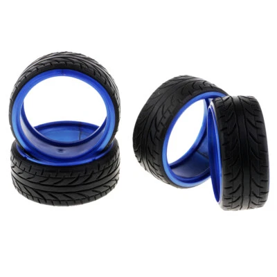 MagiDeal 4PCS RC Gummireifen langlebig für 1/10 HSP94123 RC Driften Auto blau - Bild 1 von 4