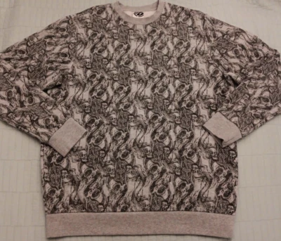 Men's XL Hybrid Gray Winged Skeleton Skulls AOP Long Sleeve Pullover Sweatshirt - Image 1 of 4