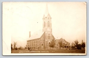 Postcard Catholic Church Parsonage, Toman, Wisconsin RPPC,  - Picture 1 of 2