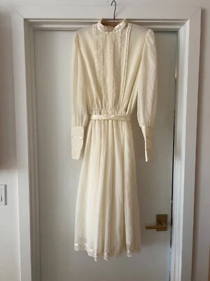 Original Vintage Gunne Sax 1970s Prairie Dress Cream Medium Lace  - Image 1 of 4