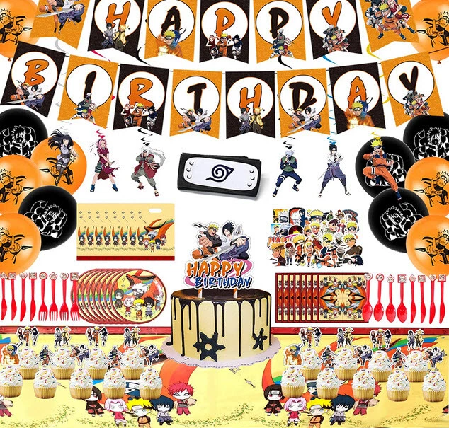 NARUTO SHIPPUDEN Birthday Party PLATES NAPKINS TABLECLOTH CAKE TOPPER CUTLERY  - Image 1 of 1