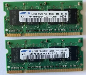 Samsung M470T6554CZ3-CD5 2x512MB Memory RAM PC2-4200S-444-12-A3 SO-DIMM👀 - Picture 1 of 5