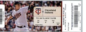 Cleveland Indians vs Minnesota Twins 7/15/2016 Full Ticket - Brian Dozier HR