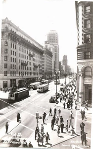 RPPC Market St At Montgomery San Francisco CA frühe Echtfoto-Postkarte - Bild 1 von 2
