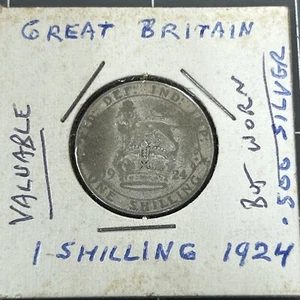 1924 British George V Silver One Shilling Coin - Picture 1 of 4