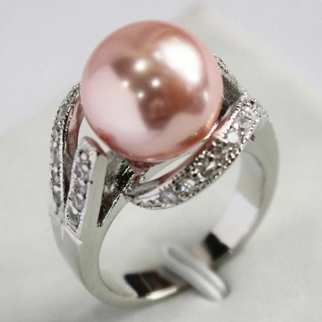 8Colors 12mm South Sea shell pearl Gemstone Jewelry Ring Size 6 7 8 9 AAA Grade - Image 1 of 1