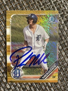 Parker Meadows Autographed 2019 Bowman Chrome Prospects Gold Shimmer 5 /50