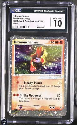 2003 Pokemon EX Ruby & Sapphire Hitmonchan EX Holo #98 CGC 10 not psa Low Pop 22 - Image 1 of 2