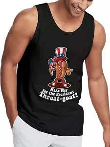 Hat and Beyond Mens Independence Day Hot Dog President Throat-Goat Tank Top - Picture 1 of 32