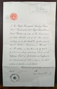 1916 Royal Courts of Justice Commissioner for Oaths Document £5 Judicature Stamp - Picture 1 of 2