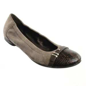 NEW AGL ATTILIO GUISTI LEOMBRUNI 37 / 7 US Brown Suede Ballet Flats Captoe ITALY - Bild 1 von 7