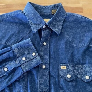 Larry Mahan Vintage Western Cowboy Hemd Langarm Button Down Perlen Druckknopf L - Bild 1 von 7