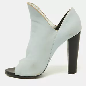 Balenciaga Blue/White Leather Open Toe Pumps Size 41.5 - Picture 1 of 9