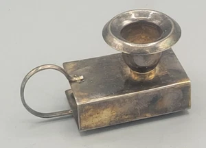 Vintage Small Silver-Plate Candlestick & Matchbox Holder - Picture 1 of 3