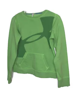 Girls Under Armour Youth Pullover Sweatshirt Sz L Green Big Logo - Picture 1 of 5