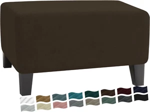 Velvet Ottoman Slipcover Small Stretch Square Rectangle Footstool Slipcover F... - Picture 1 of 1