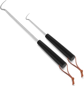 2 Pack Pigtail Food Flipper12 & 17 Inch Meat Hook Flippers Turner with Stainless - Picture 1 of 12