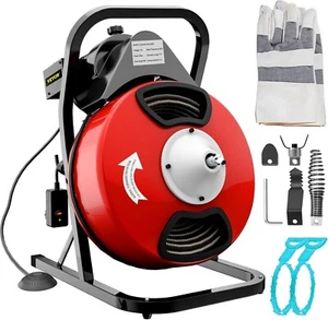 50FTx1/2Inch Drain Cleaner Machine, Sewer Snake Electric Drain Auger Cleaner wit - Picture 1 of 9