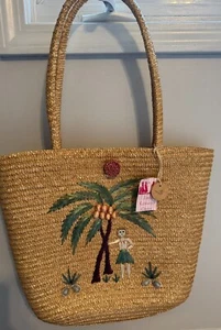 Bolso de Mano Betmar New York Paja de Trigo Palmera Cocos Persona Doble Asa Nuevo con Etiquetas - Imagen 1 de 11