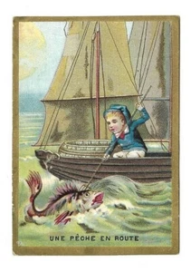 Une pêche en route - Pêcheur Bateau - - Chromo Keller - Trade card - Imagen 1 de 2