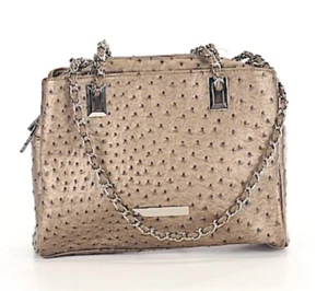 IVANKA TRUMP AUTH Women's Grey Ostrich Feather Leather Shoulder Bag - Picture 1 of 12