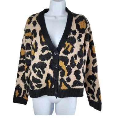 Animal Print Cardigan Sweater Size Medium Willow & Root - Image 1 of 4