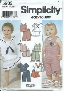 S 5982 sewing pattern SHORTS Sailor SHIRT darling TOPS sew UNCUT sizes ½,1,2,3,4 - Picture 1 of 1