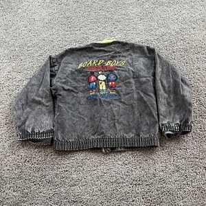 VINTAGE 80s Buster Brown Denim Jacket Boys 6-7 Black Acid Wash Bomber Coat * - Picture 1 of 11