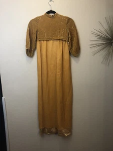Vintage 1960s 1970s Children’s Girls Golden Yellow Velvet Fancy Handmade Dress - Picture 1 of 12