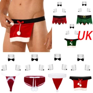 AU Mens Lingerie Set w/Neckline Christmas Costume Xmas Outfits Festival Briefs - Picture 1 of 58