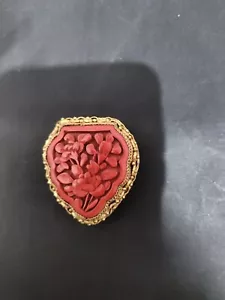 Clip de vestir chino antiguo de cinabrio - Imagen 1 de 4