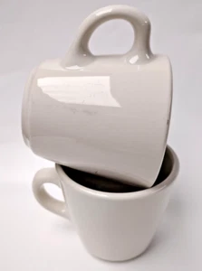 Pair of HLC USA HOMER LAUGHLIN Restaurant Ware Ivory Mugs Thick 6oz - Picture 1 of 5