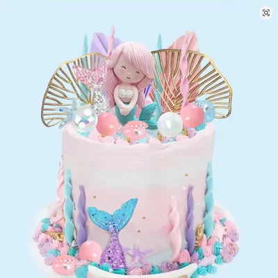 Juego de adornos para pasteles de sirena bajo el mar con algas Sirenita Foto 1 de 4