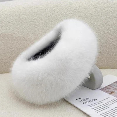 Faux Fur Headband Winter Warm Elastic Hair Accessory for Women Multicolor - Image 1 of 4