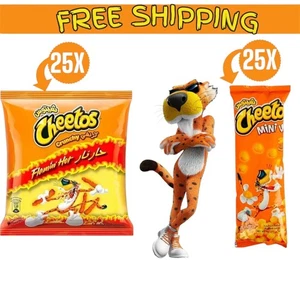 25X Cheetos Crunchy Flamin Hot Corn Chips + 25X Cheetos Mini Sweet Corn (Halal) - Picture 1 of 1