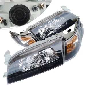 Pair Right+Left Halogen Headlights &Corner Lamp For 1993-1997 Toyota Corolla JDM - Picture 1 of 12