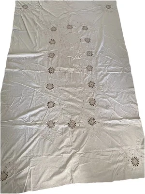 Vintage Ecru 64x102 Tablecloth Battenburg Doily Lace Linen Cotton With 13 Napkin - Image 1 of 4